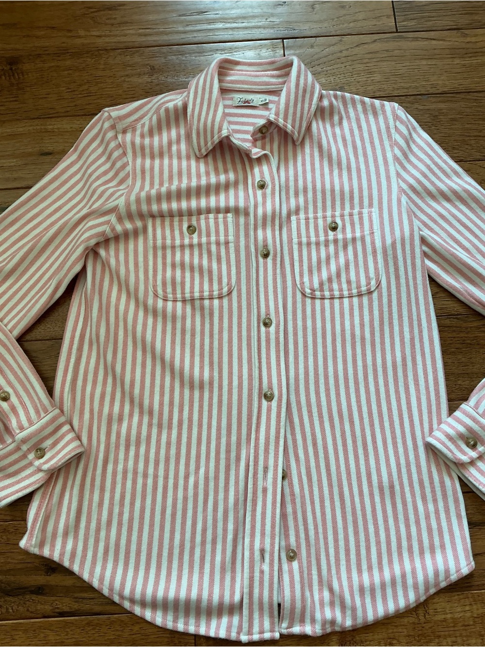 Faherty Super Soft Button Down, Light orange and white striped, XS